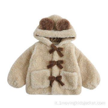 Top in peluche con fiocco invernale in maglione di lana spessa per ragazze